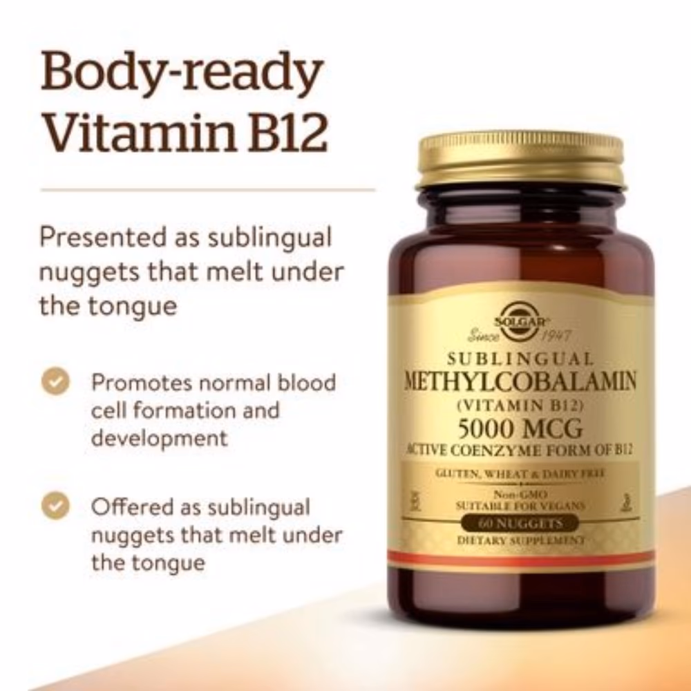 Solgar Methylcobalamin Vitamin B12 5000mcg 60 Nuggets 3