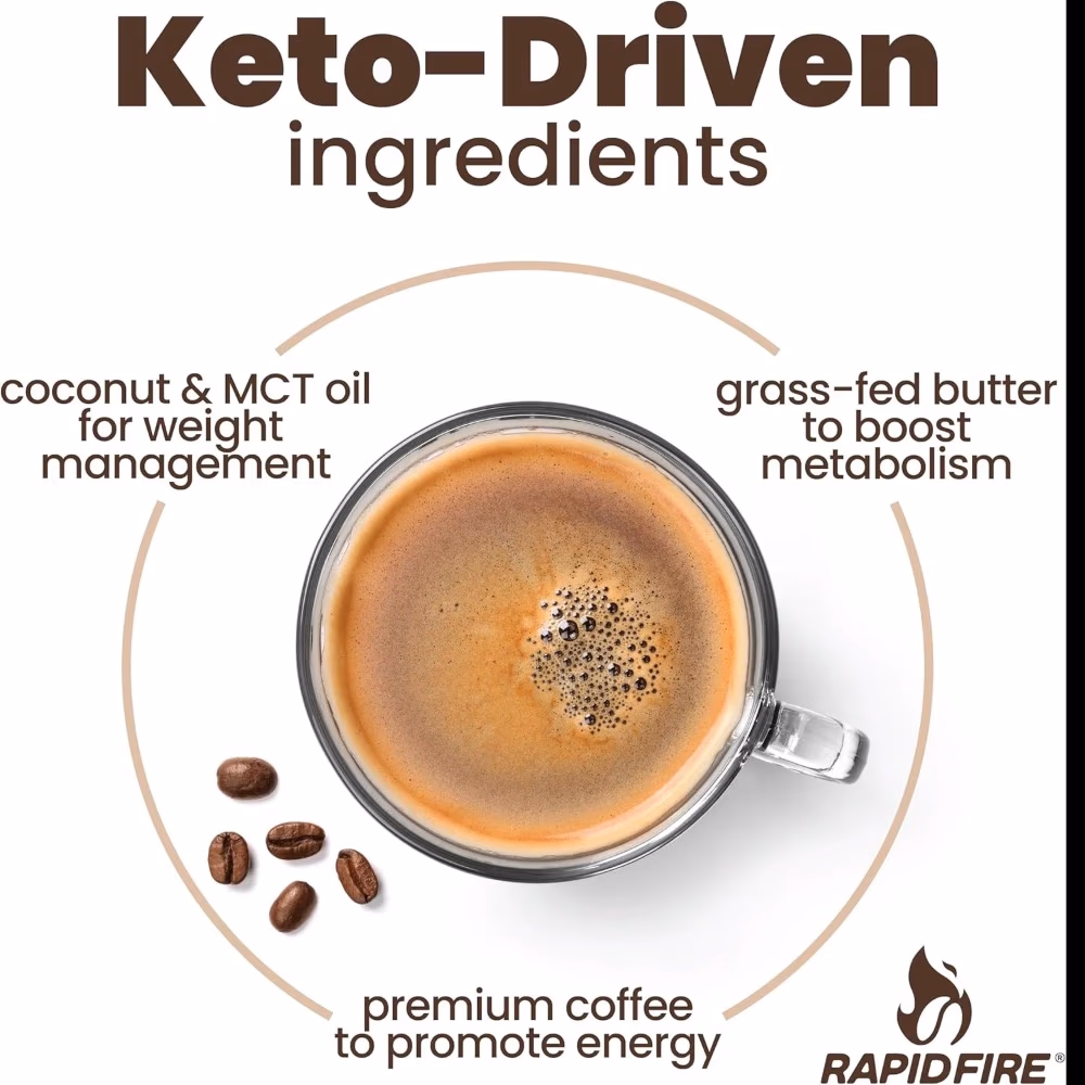 Rapid Fire Keto Coffee Instant Coffee Mix, Caramel Macchiato Flavor - 16 Servings 4