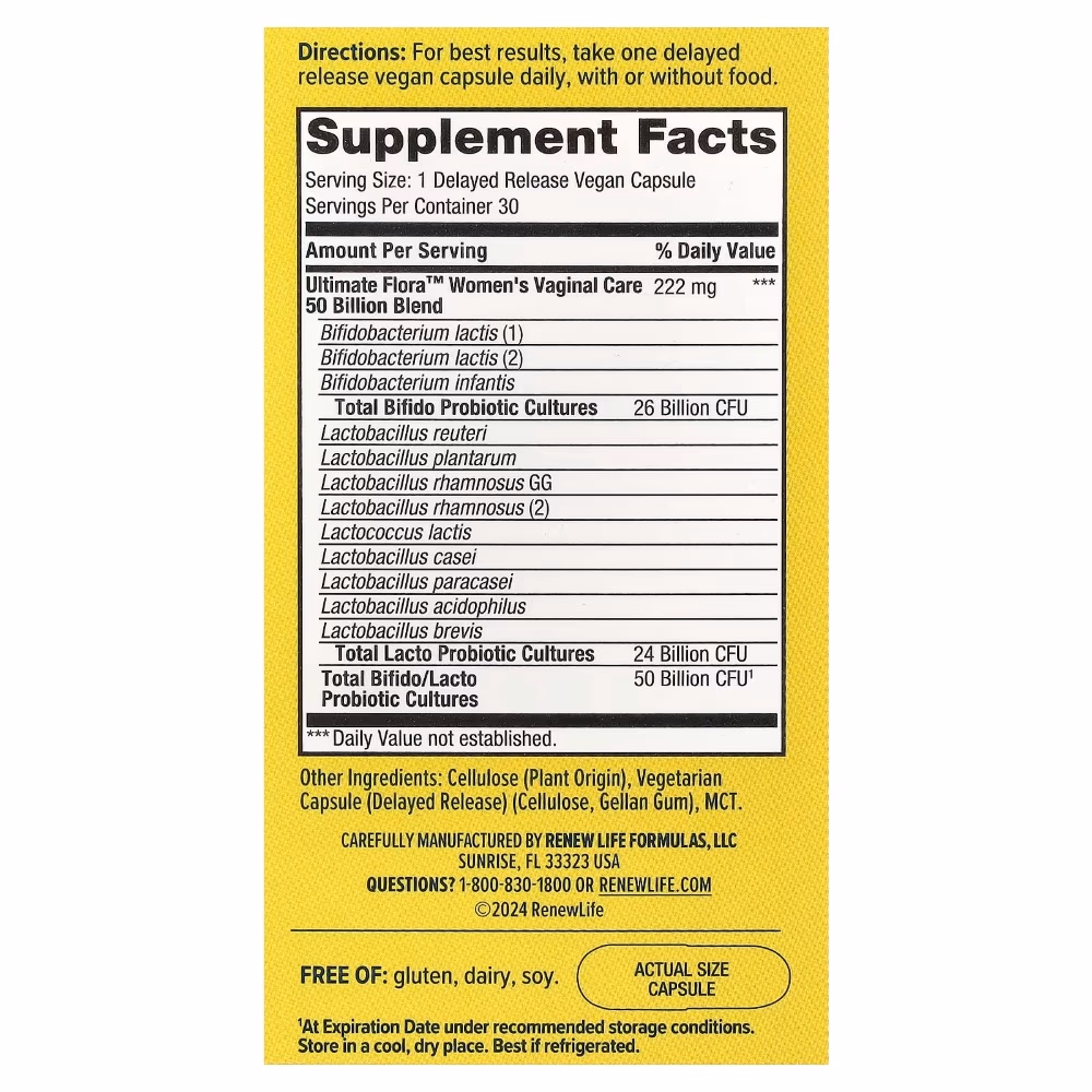 Renew Life UF Women’s Vaginal Probiotic 50B 30 Caps 3
