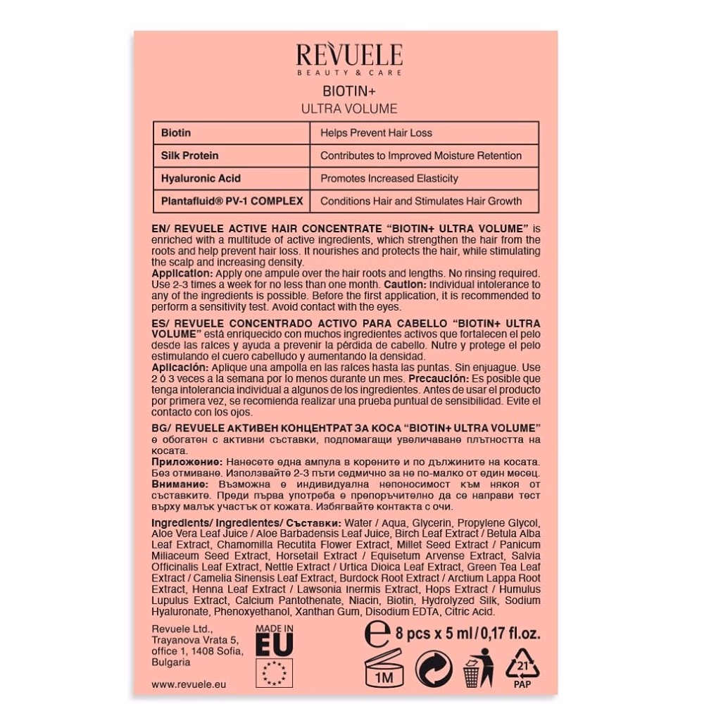 Revuele Biotin+ Ultra Volume Ampoules 8x5ml 2