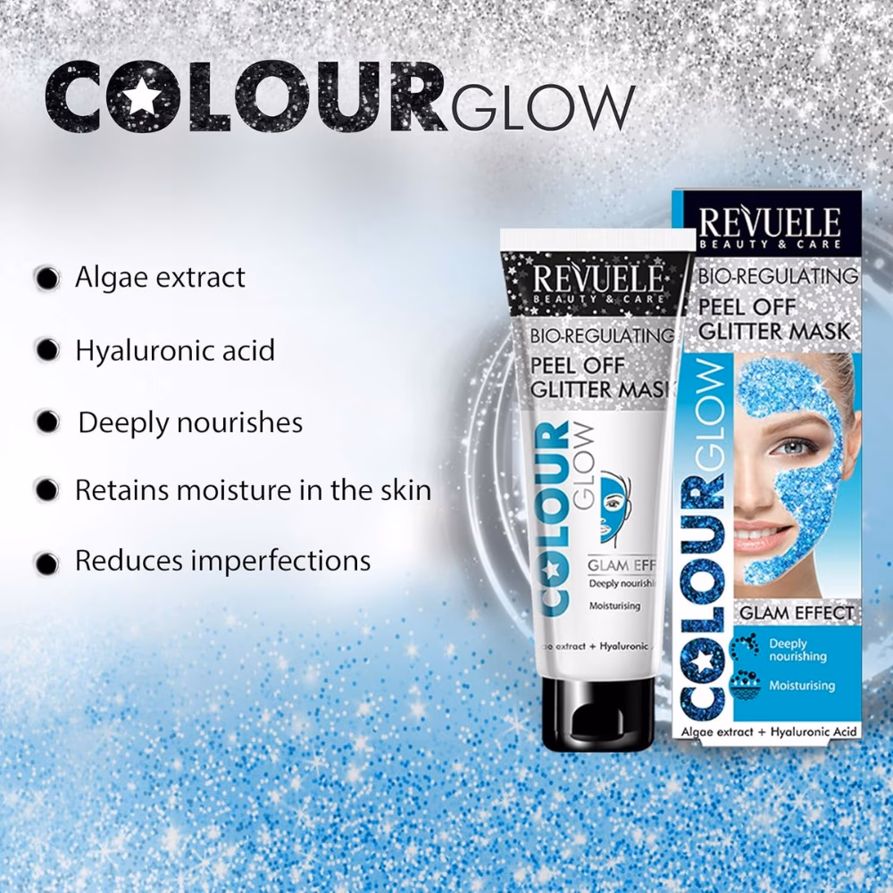 Revuele Peel Off Glitter Mask  Algae extracts + Hyaluronic Acid 80Ml 3