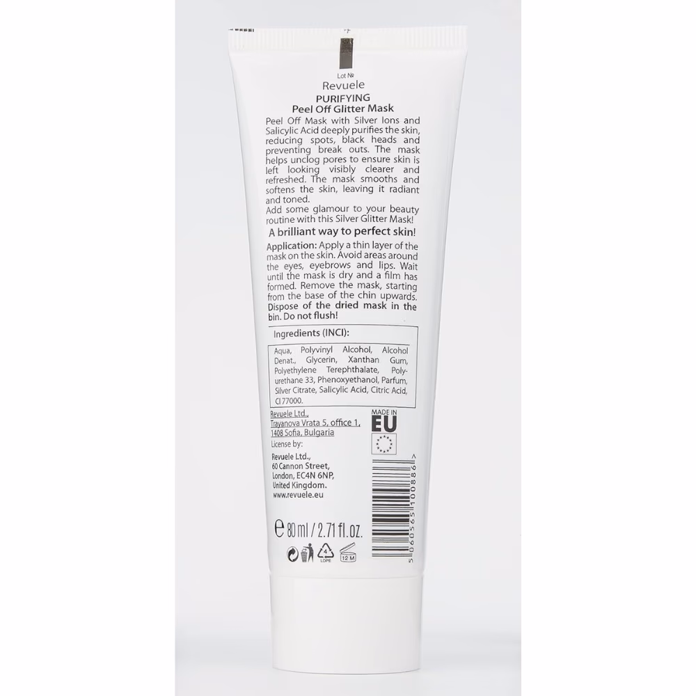 Revuele Peel Off Glitter Mask Silver lons + Salicylic Acid 80Ml 5