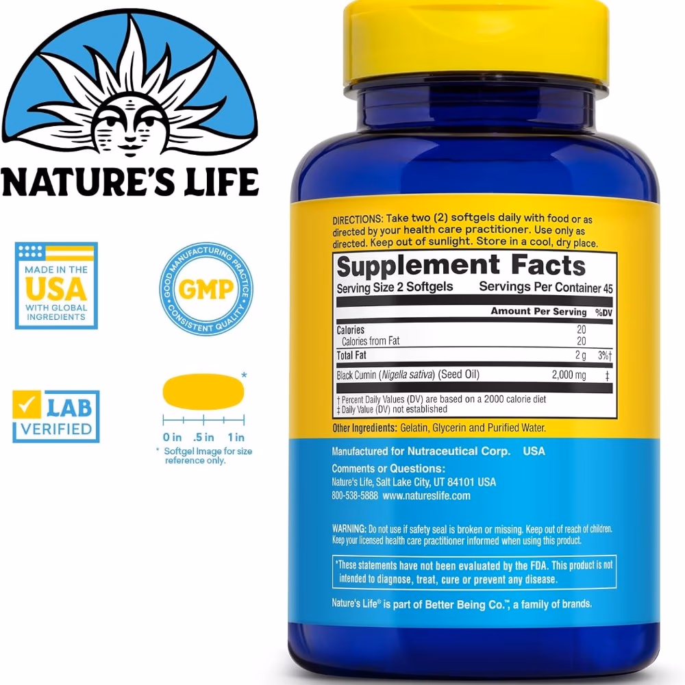 Nature's Life Black Seed Oil 2000mg 90s 2