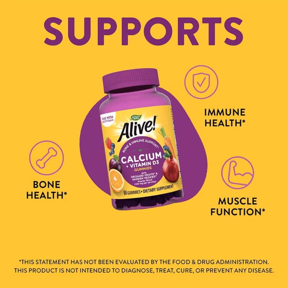 Nature’s Way Alive Calcium + Vitamin D3 60 Gummies 3