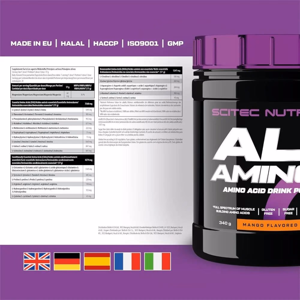 Scitec Nutrition All Amino Powder – Mango – 340g | Complete Amino Acid Formula for Muscle Recovery & Performance 5