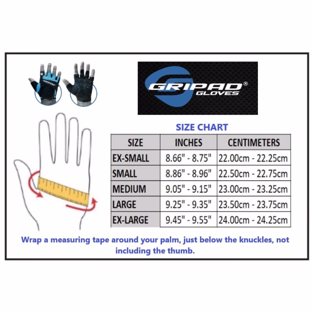 Gripad Half Finger Lifting Gloves - Black Blue - Large 3