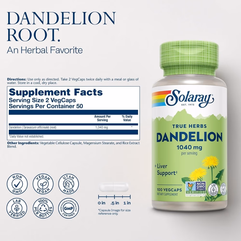 Solaray Dandelion 1040mg 100 Veg Caps 2