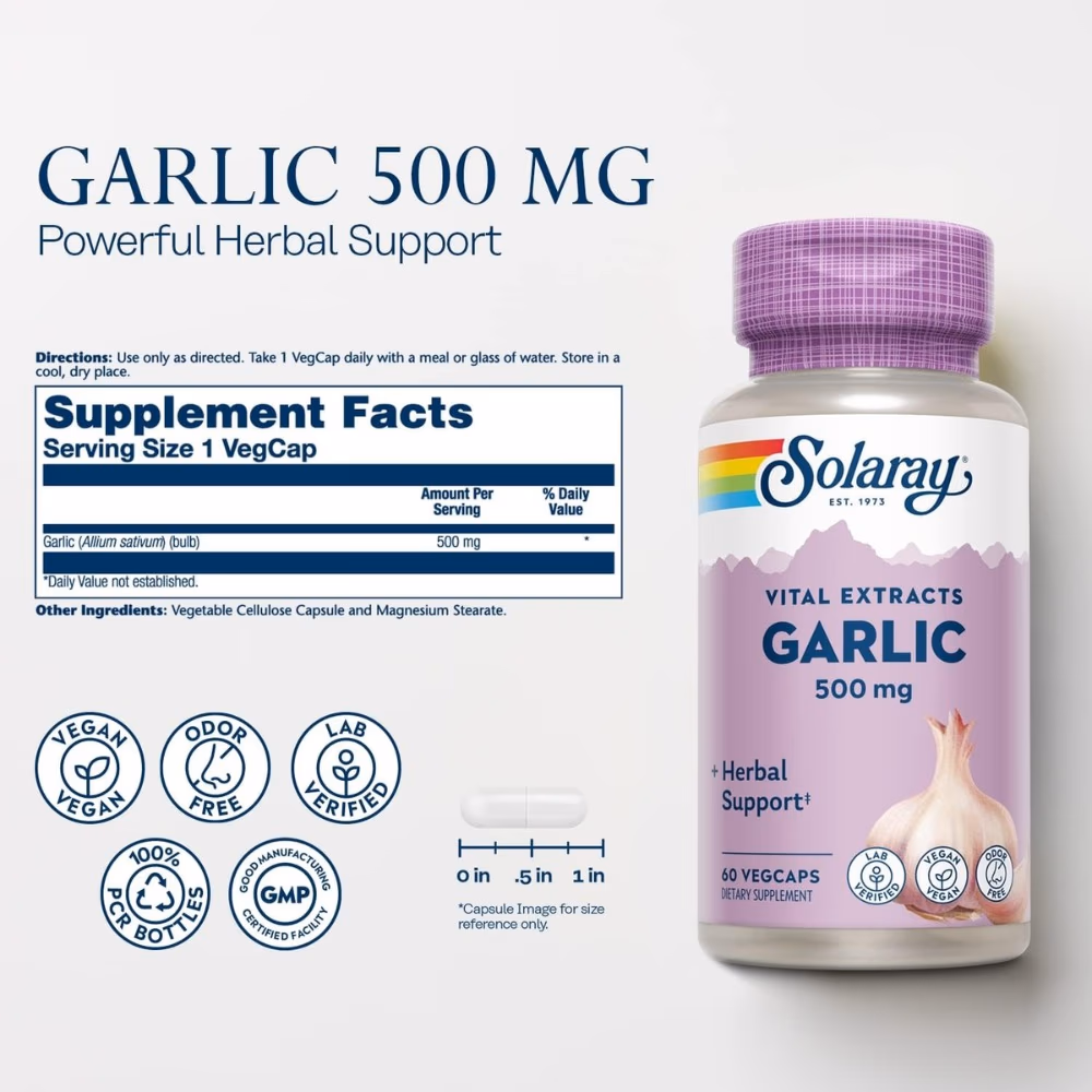 Solaray Garlic 500mg 60 Veg Caps 3