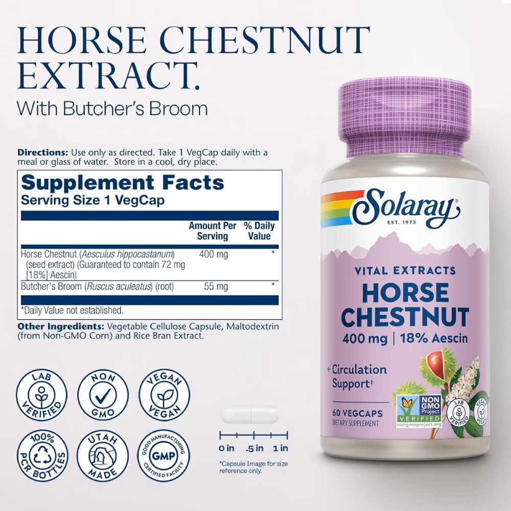 Solaray Horse Chestnut 400mg 60 Veg Caps 2