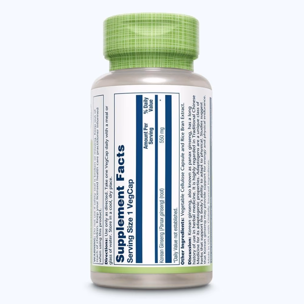 Solaray Korean Ginseng 550mg 50 Veg Caps 2
