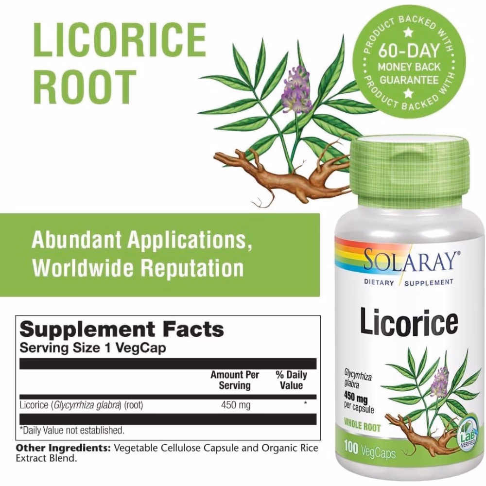 Solaray Licorice 450mg 100 Veg Caps 2