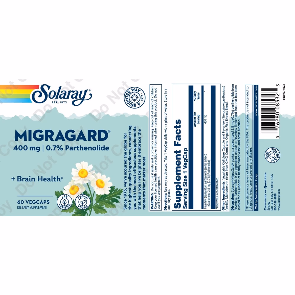 Solaray Migragard 400mg 60 Veg Capsules 2