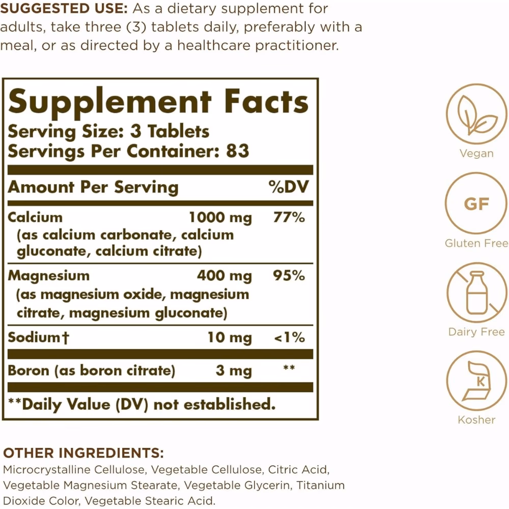 Solgar Calcium Magnesium Plus Boron Tablet 250s 2