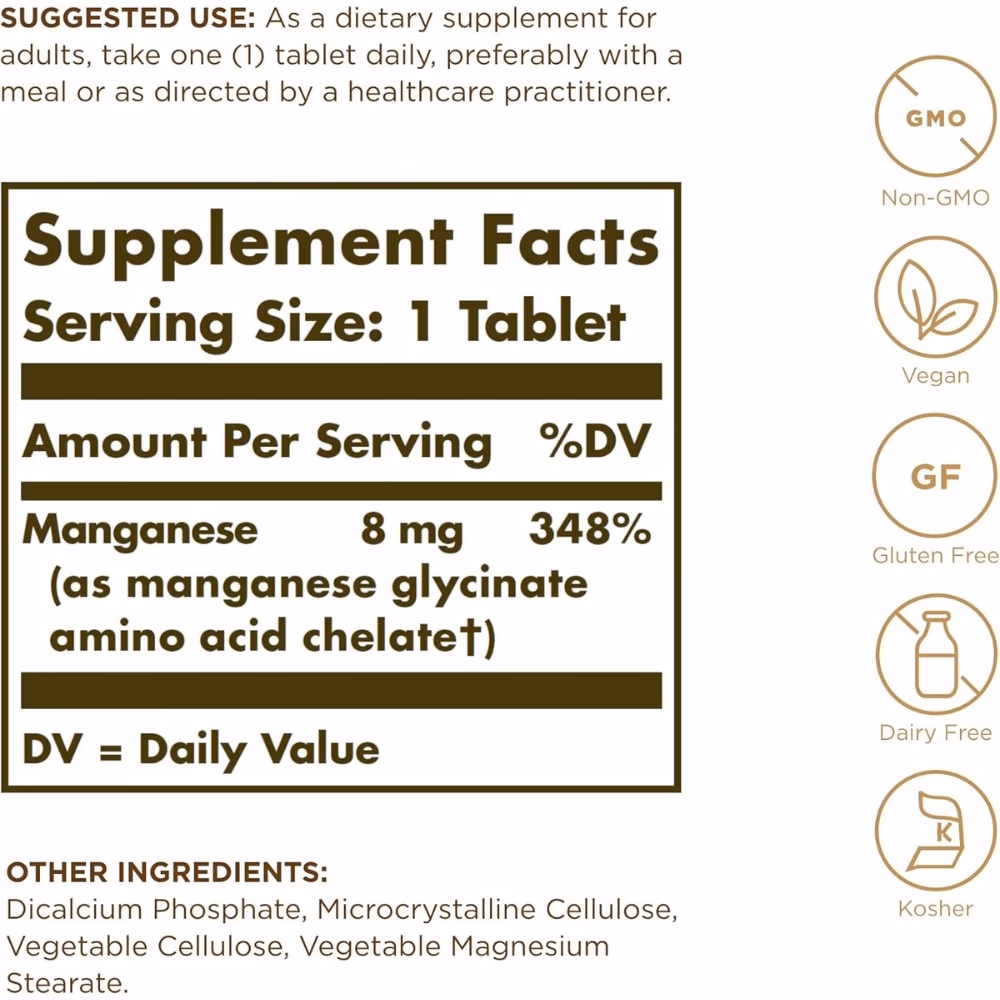 Solgar Chelated Manganese 100 Tabs 2