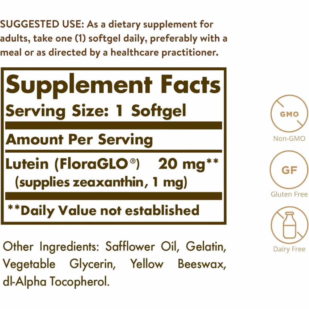 Solgar Lutein 20mg 60 Softgels 2