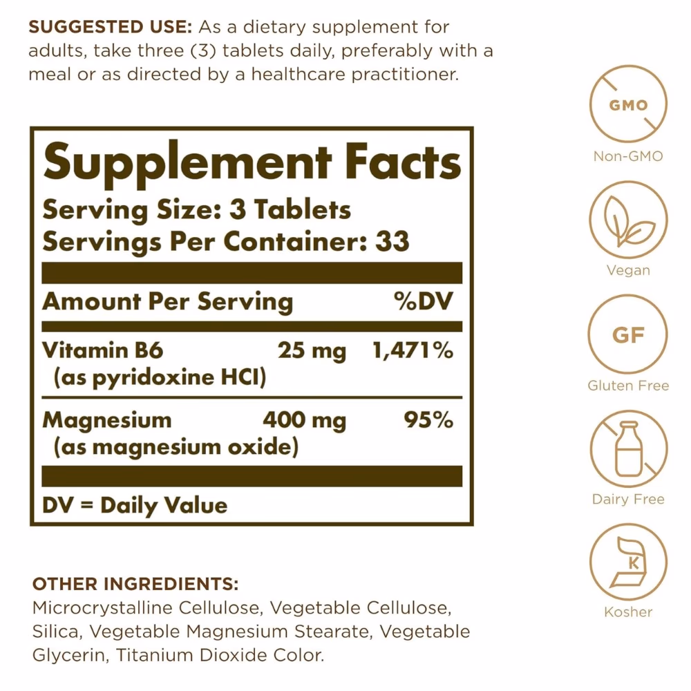 Solgar Magnesium with Vitamin B6 100 Tabs 2