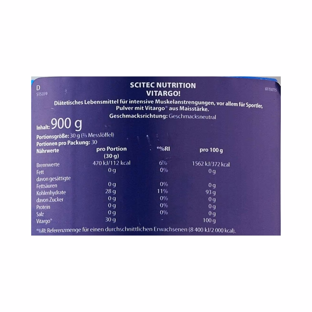 Scitec Vitargo Unflavoured 900g 4