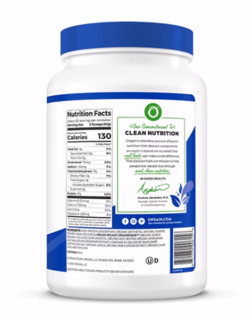 Orgain Grass Fed Whey Protein Powder in Chocolate Fudge 2LB 2