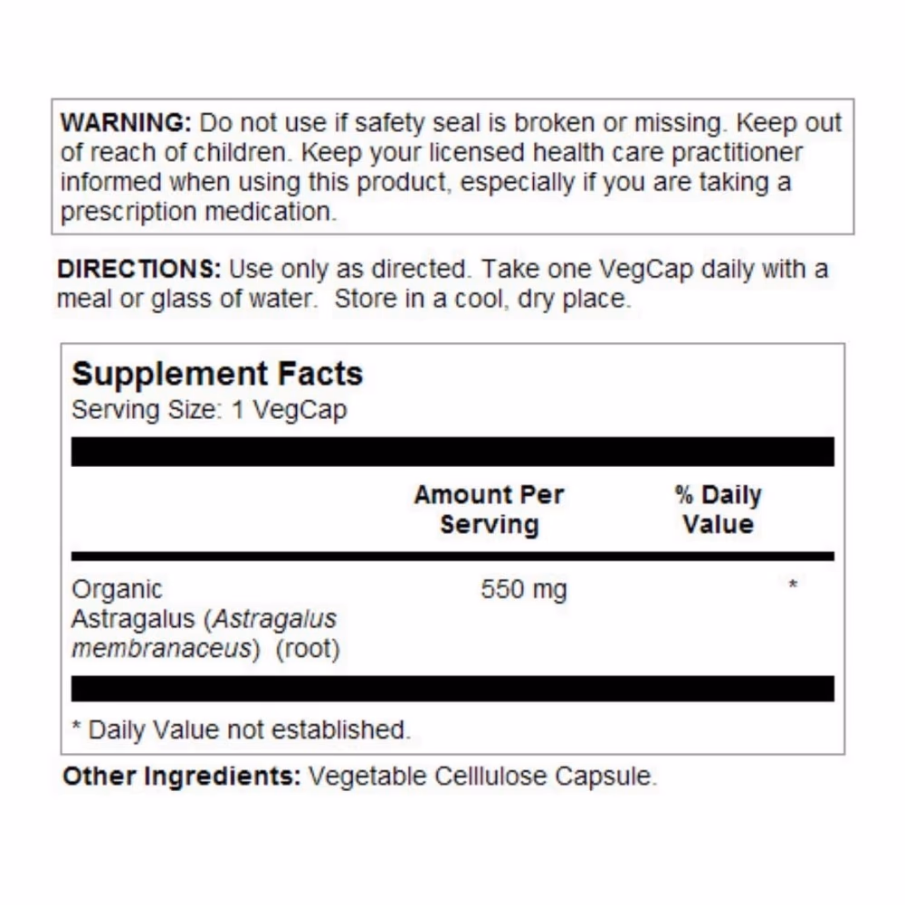 Solaray Astragalus 550mg - 100 Veg Capsules 2