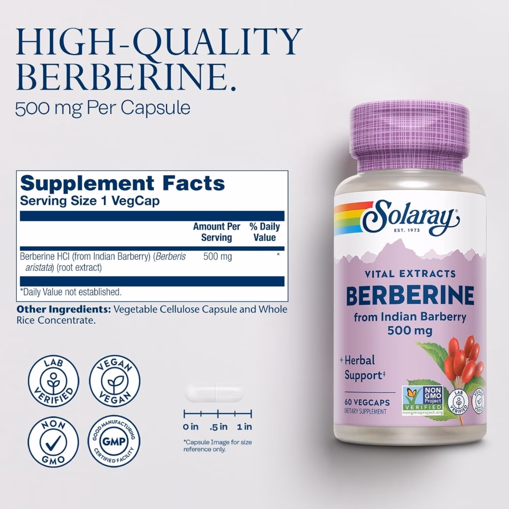 Solaray Berberine 500mg - 60 Capsules 2