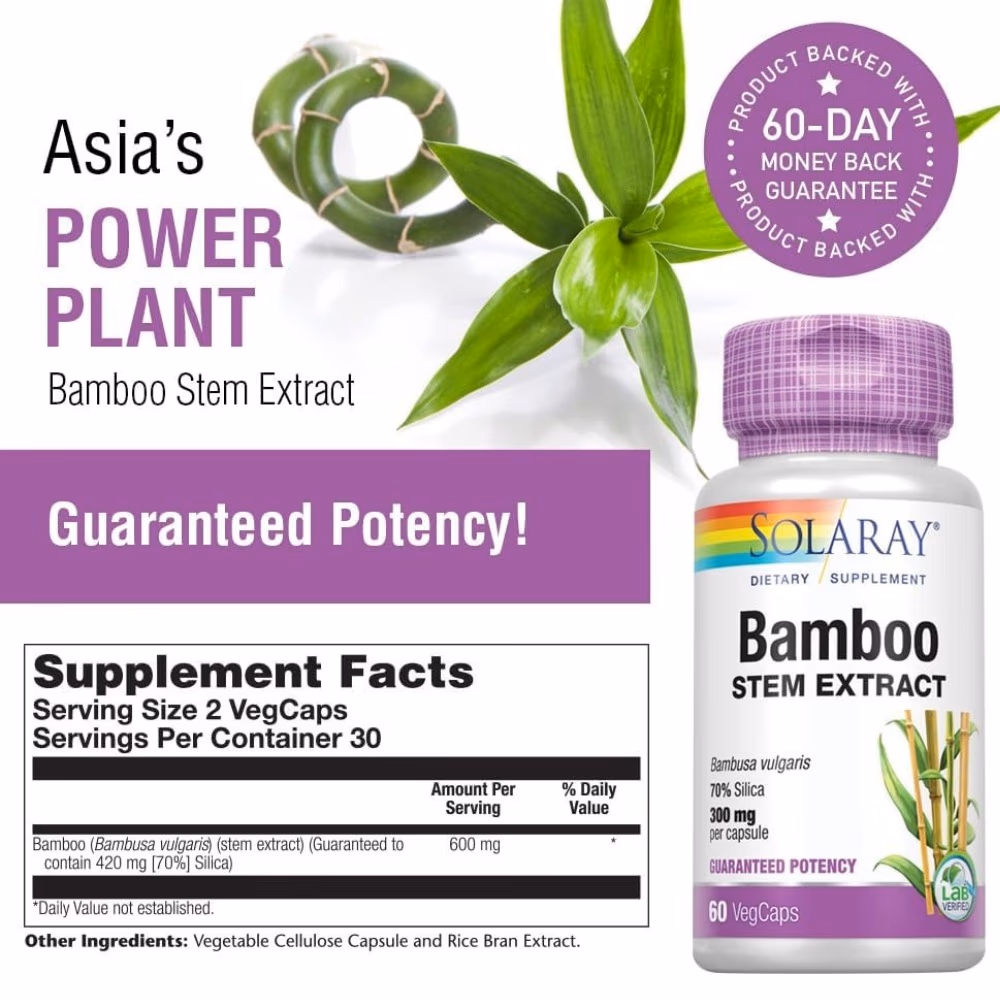 Solaray Bamboo 600mg 60 Veg Caps 2