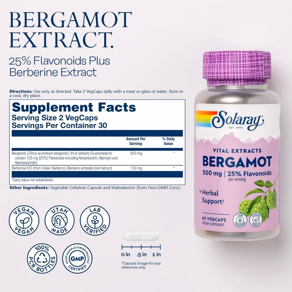 Solaray Bergamot Extract 500mg -60 Capsules 4