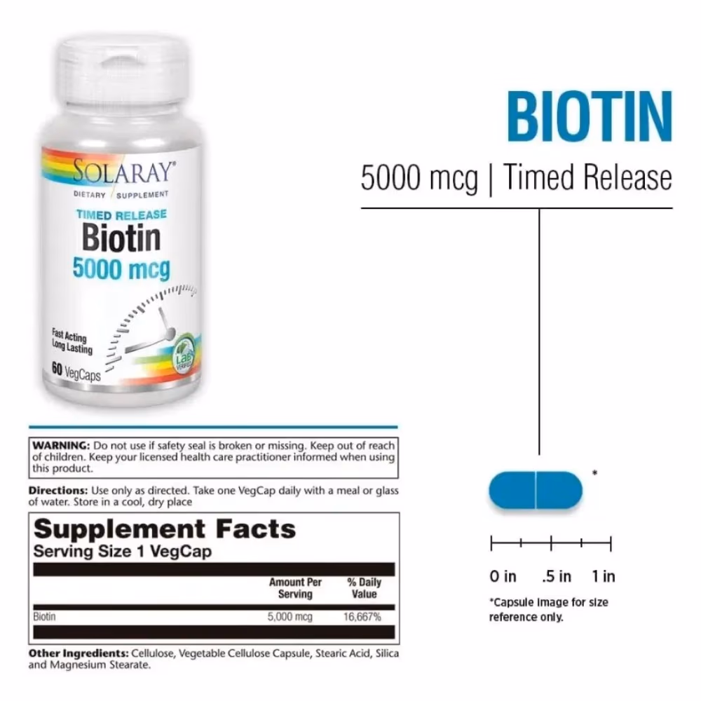 Solaray Biotin 5000mcg 60 Veg Caps 2