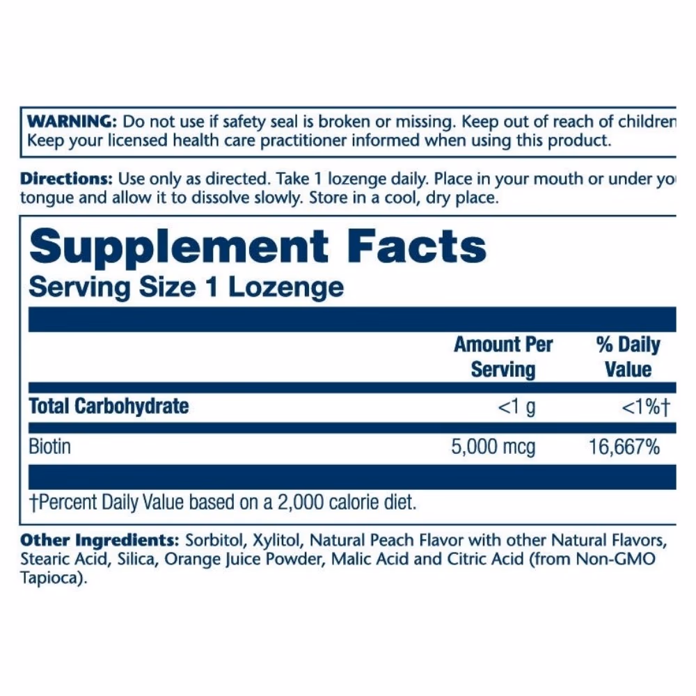 Solaray Biotin 5000mcg - 60 Lozenges 2