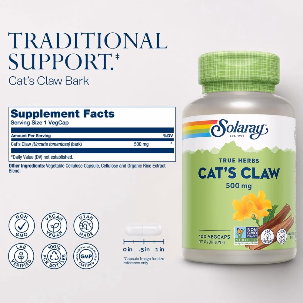 Solaray Cats Claw 500mg-100 Capsules 2