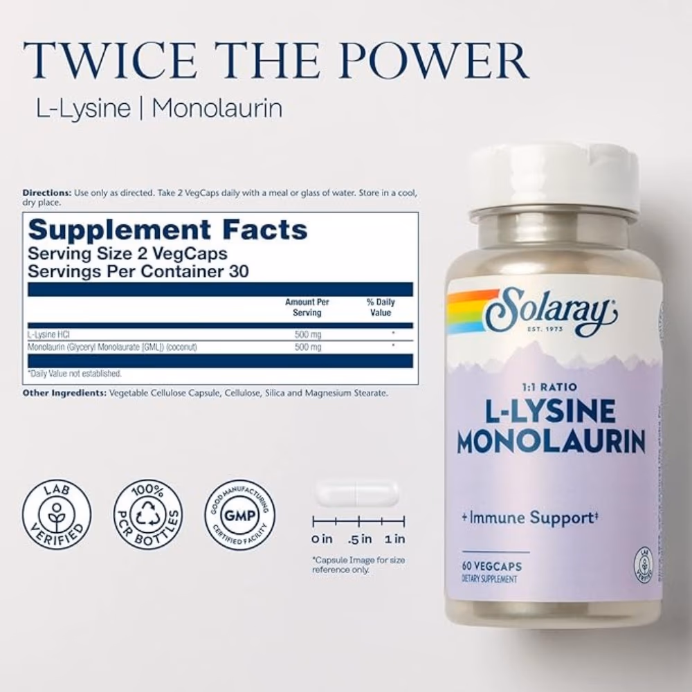 Solaray L-Lysine Monolaurin Cap 60s 2