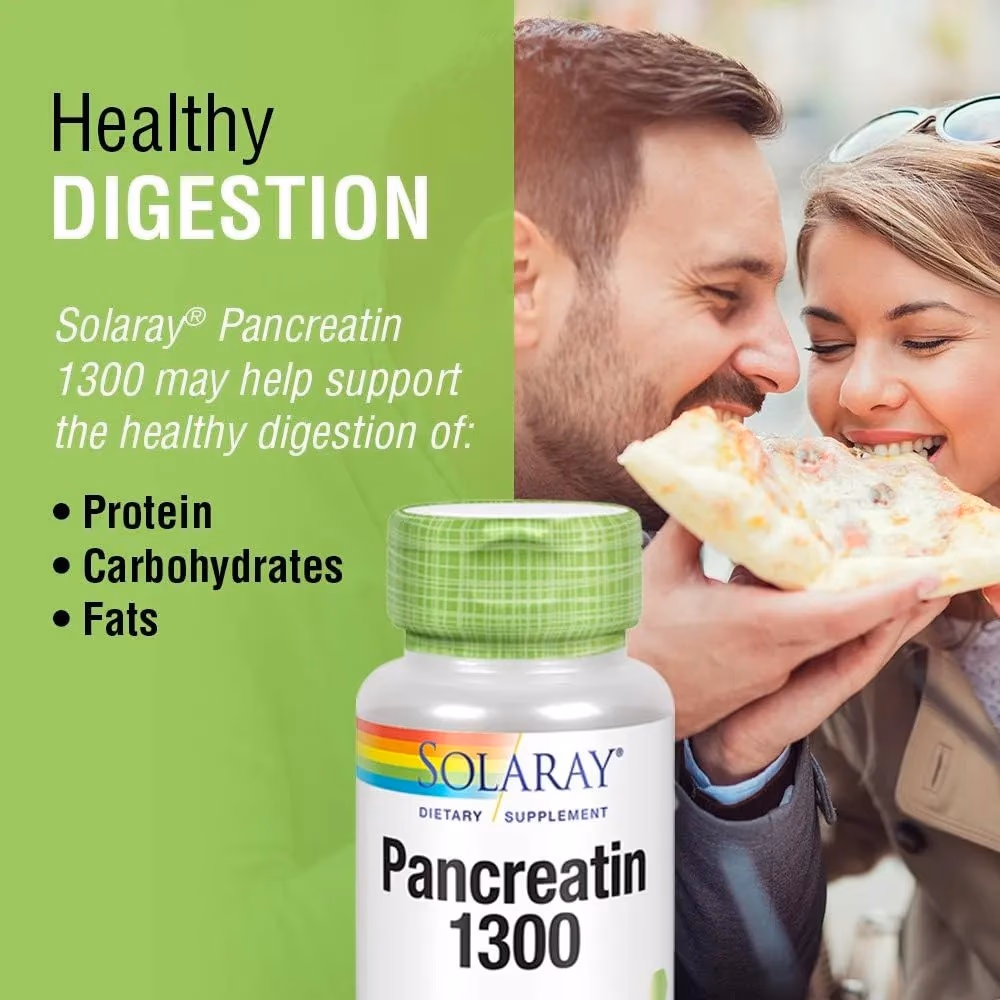 Solaray Pancreatin 1300, Digestive Enzyme - 90 Capsules 2