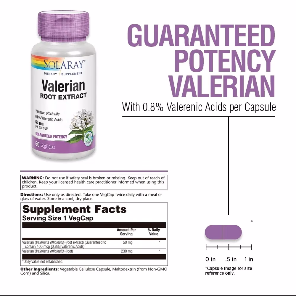 Solaray Valerian Root Extract 300mg -30 Capsules 2