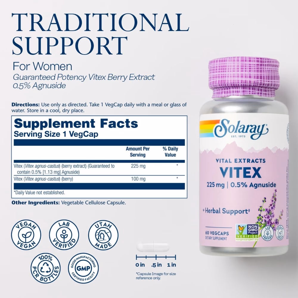 Solaray Vitex 225mg - 60Capsules  2