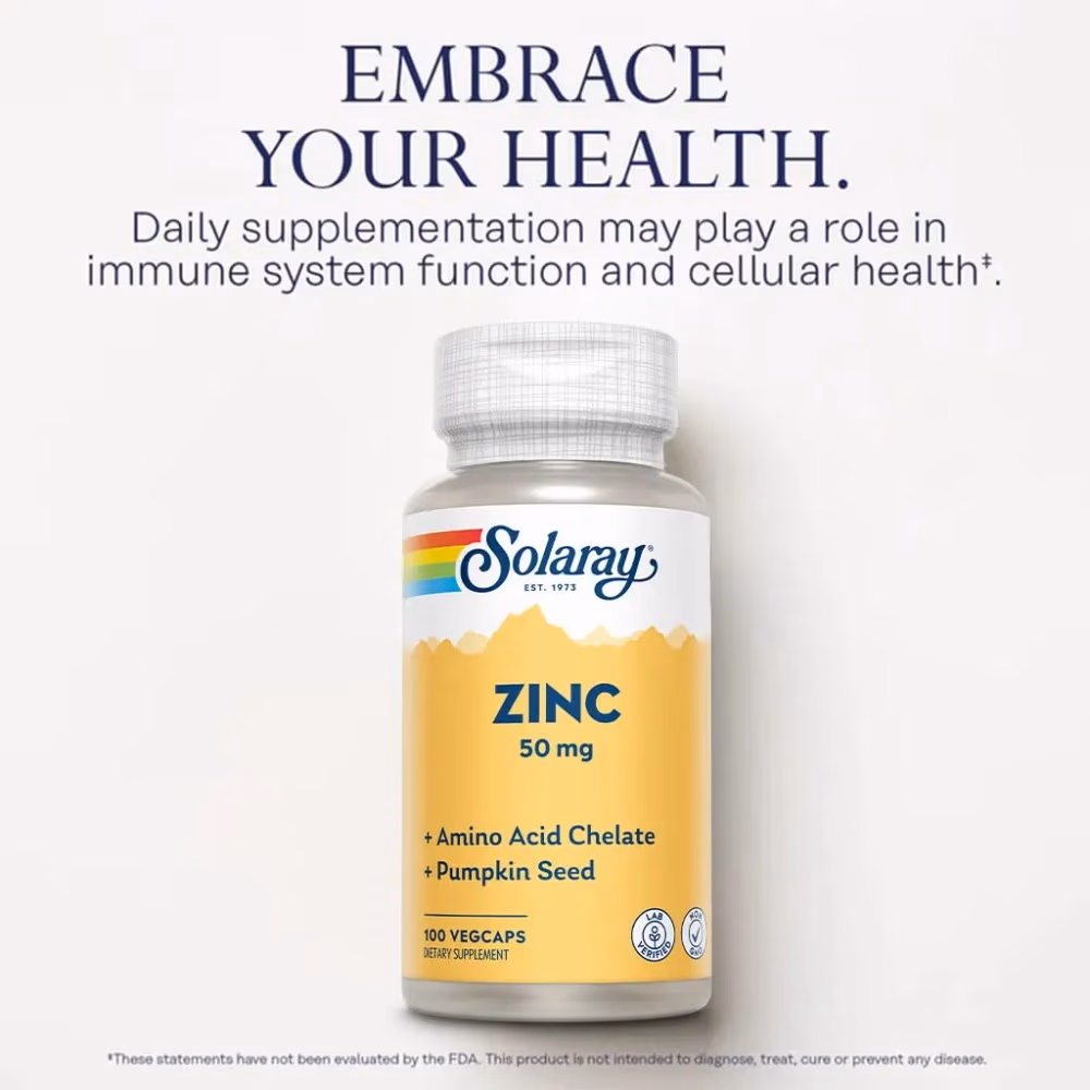 Solaray Zinc 50mg with Pumpkin Seed-100 Capsules 2