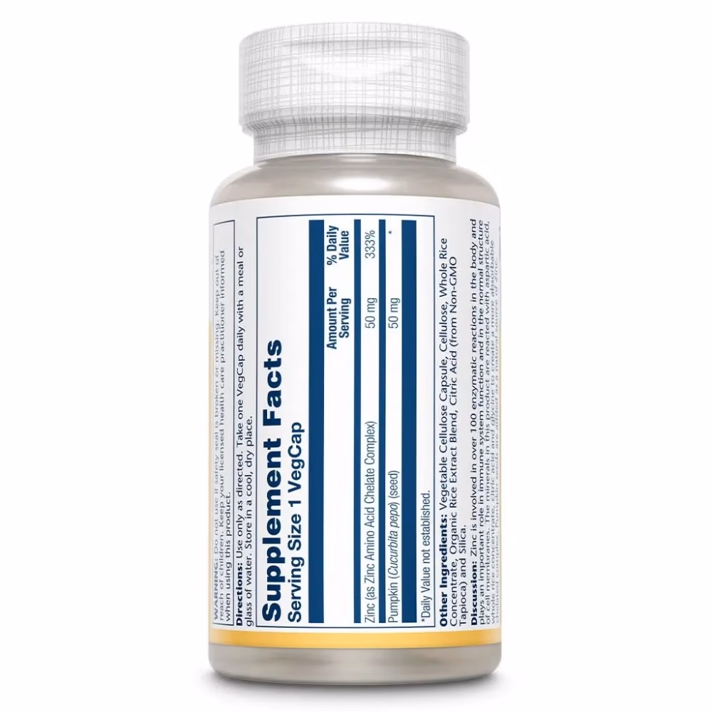 Solaray Zinc 50mg with Pumpkin Seed-100 Capsules 3