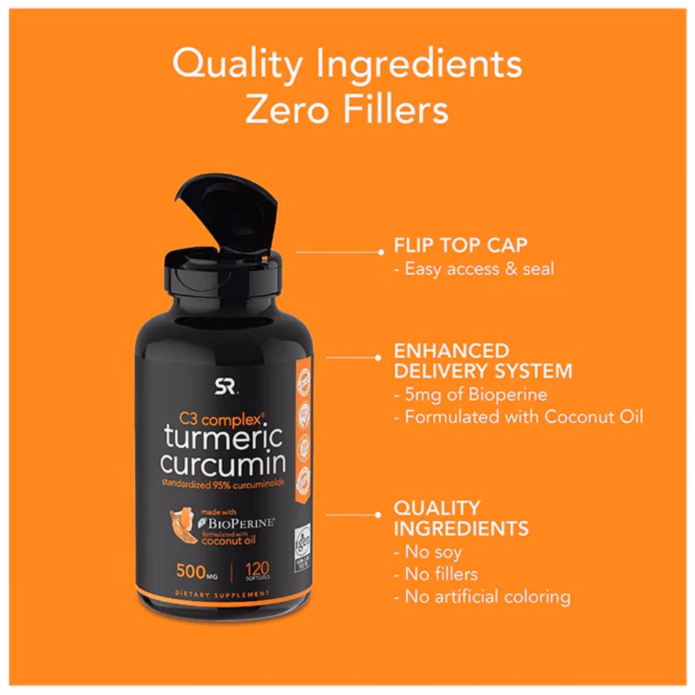 Sports Research C3 Complex Turmeric Curcumin 500mg 120 Softgels 3
