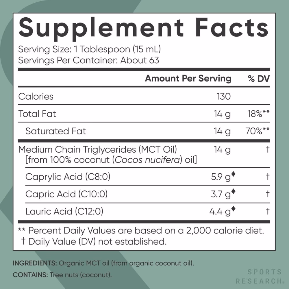 Sports Research Organic MCT Oil C8+C10+C12 - 473ml 5