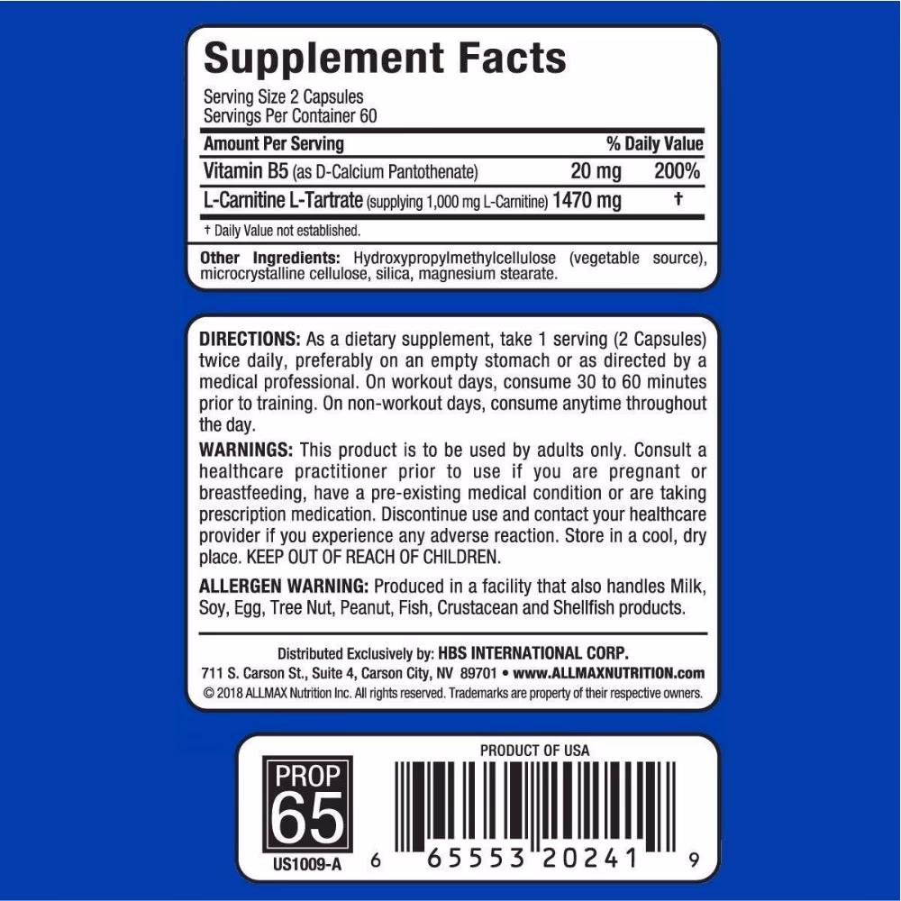 Allmax L-Carnitine Cap 120 Capsules 2