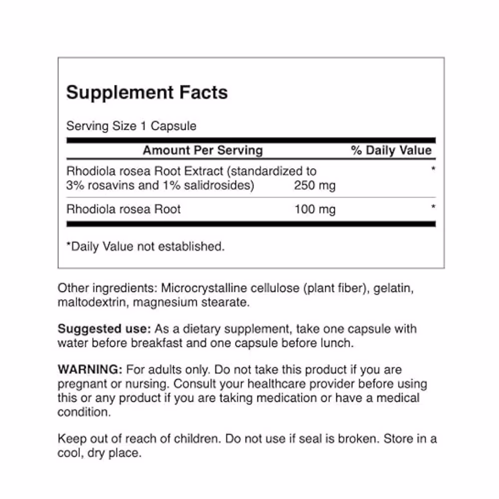 Swanson Rhodiola Rosea Extract 60 Capsules  3