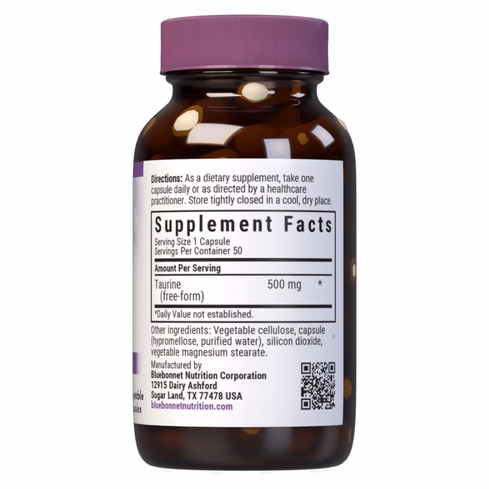 Bluebonnet Taurine 500mg 50 Veg Caps 2