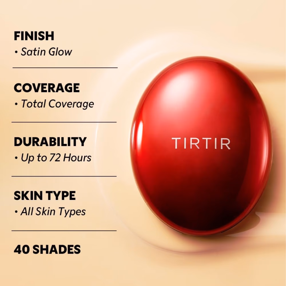 TIRTIR Mask Fit Red Cushion – 21N Ivory 18g - Long-lasting cushion foundation with a natural finish and comfortable mask-proof wear. 3