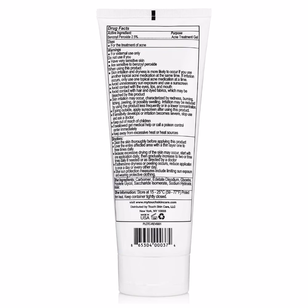 Touch Acne Treatment Gel – 227g | Maximum Strength Benzoyl Peroxide 10% for Pimples, Blackheads & Breakouts 3