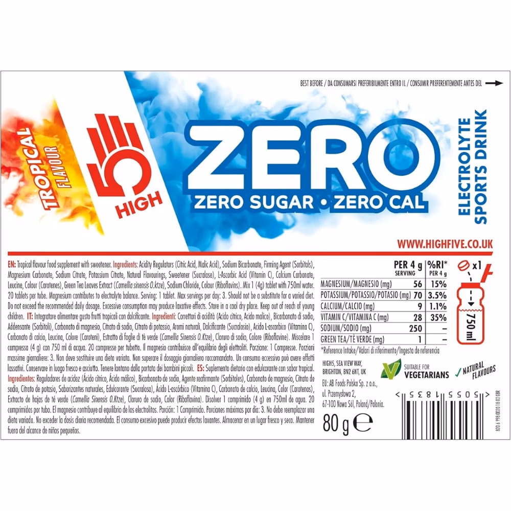 High5 Zero Electrolyte Drink Tropical – 20 Effervescent Hydration Tablets 4