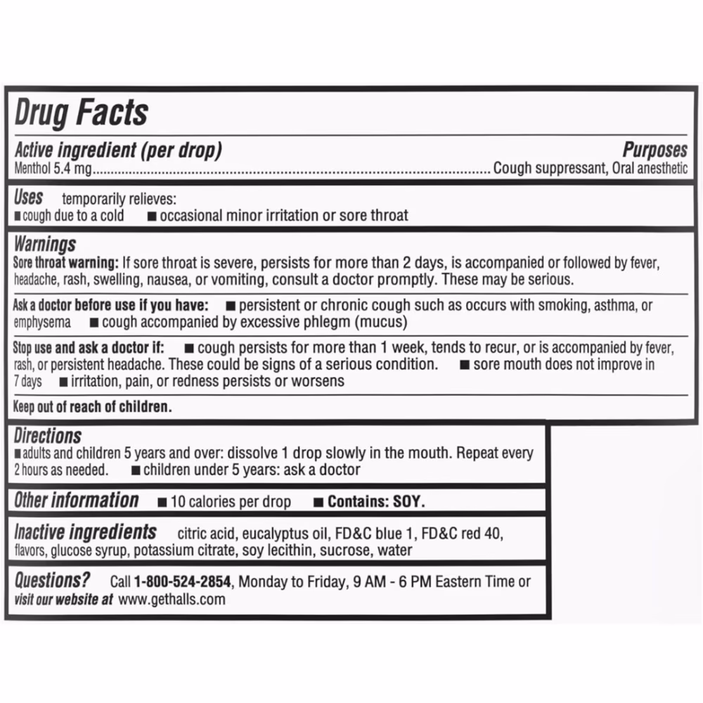 Halls Cough and Throat Relief Menthol Drops 30s 2