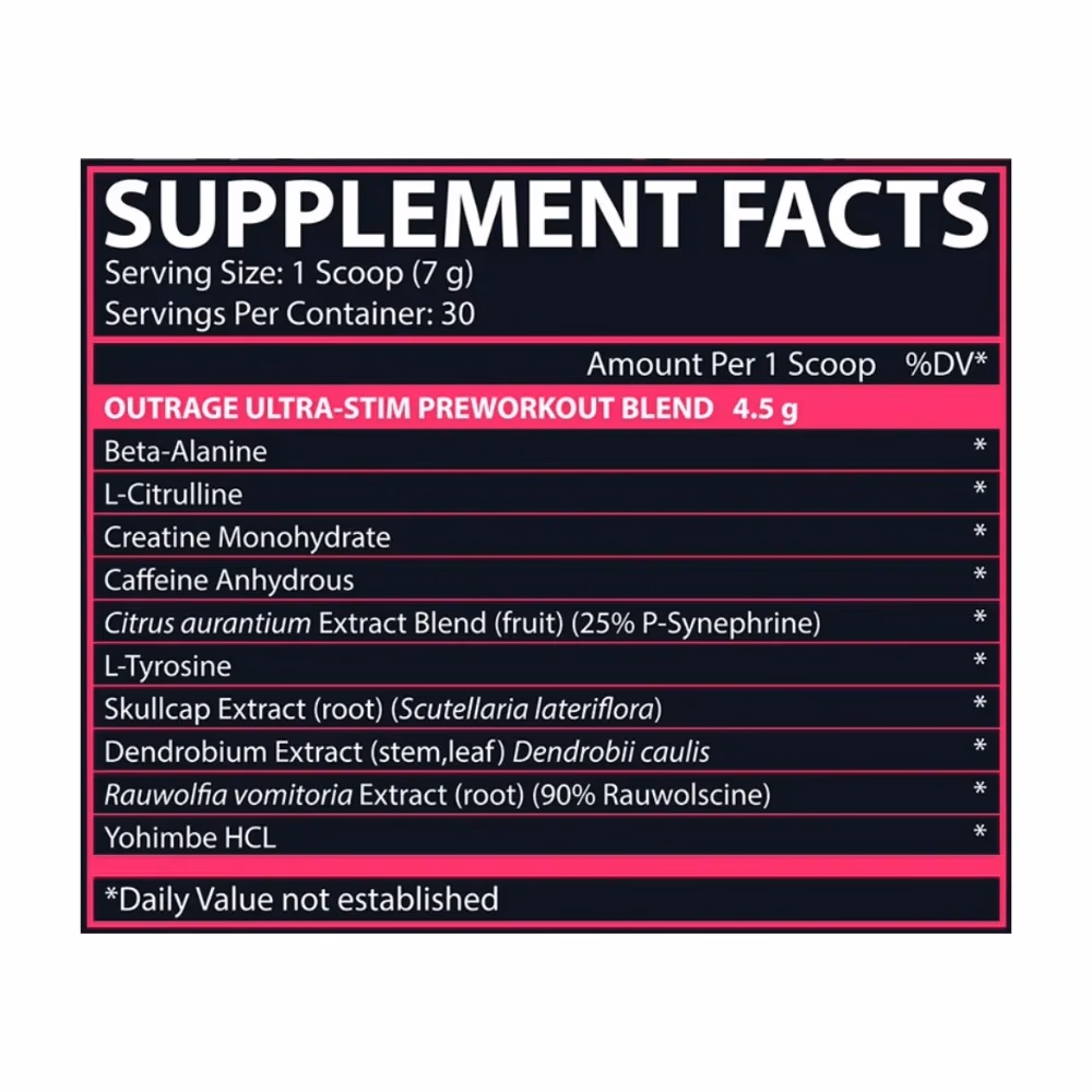 Nutrex Outrage Ultra Stim Pre-Workout Strawberry Watermelon 220g 2