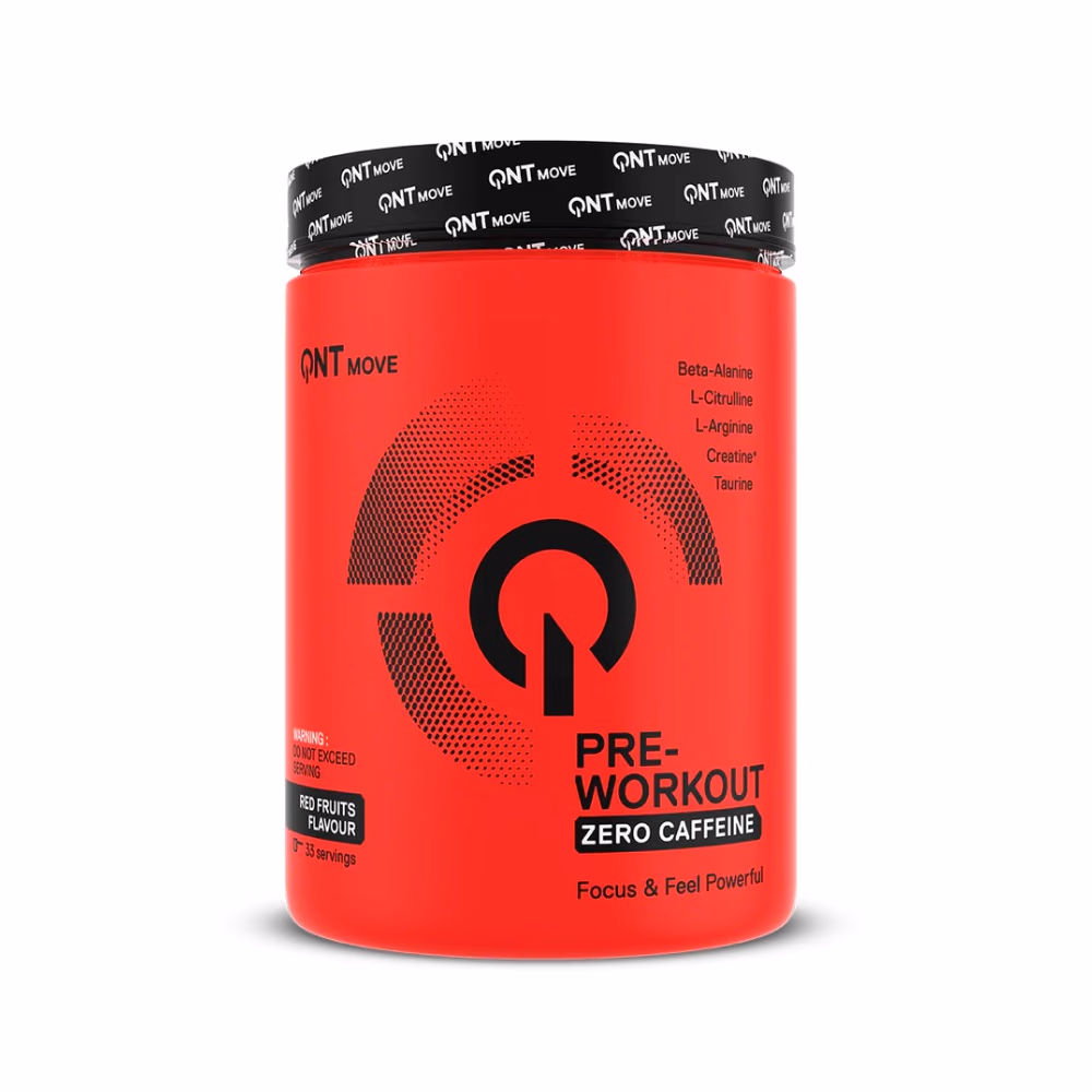 QNT Move Pre Workout Zero Caffeine Red Fruits Flavor 300g 2