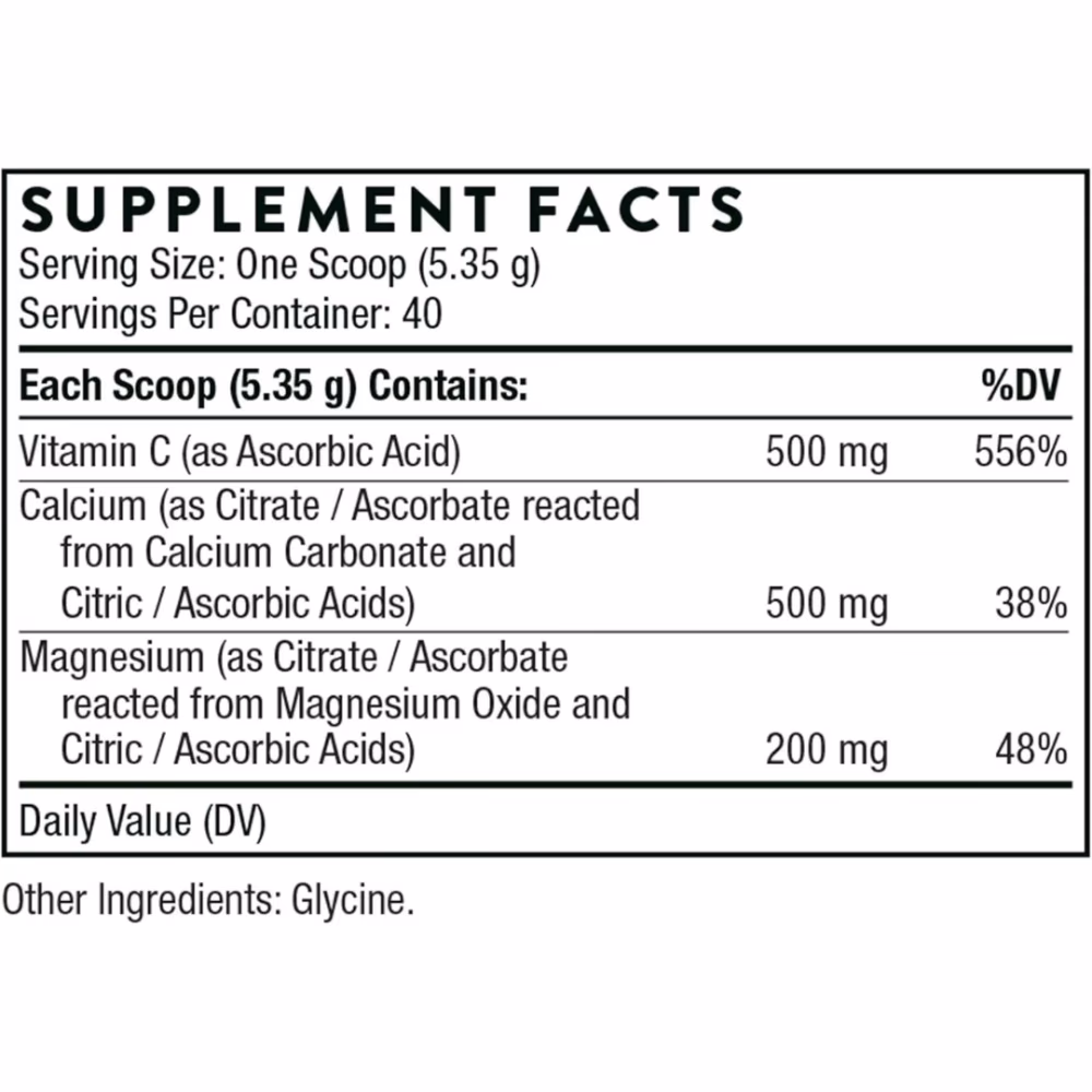 Thorne Cal Mag Citrate + Vitamin C Powder – 214g 2