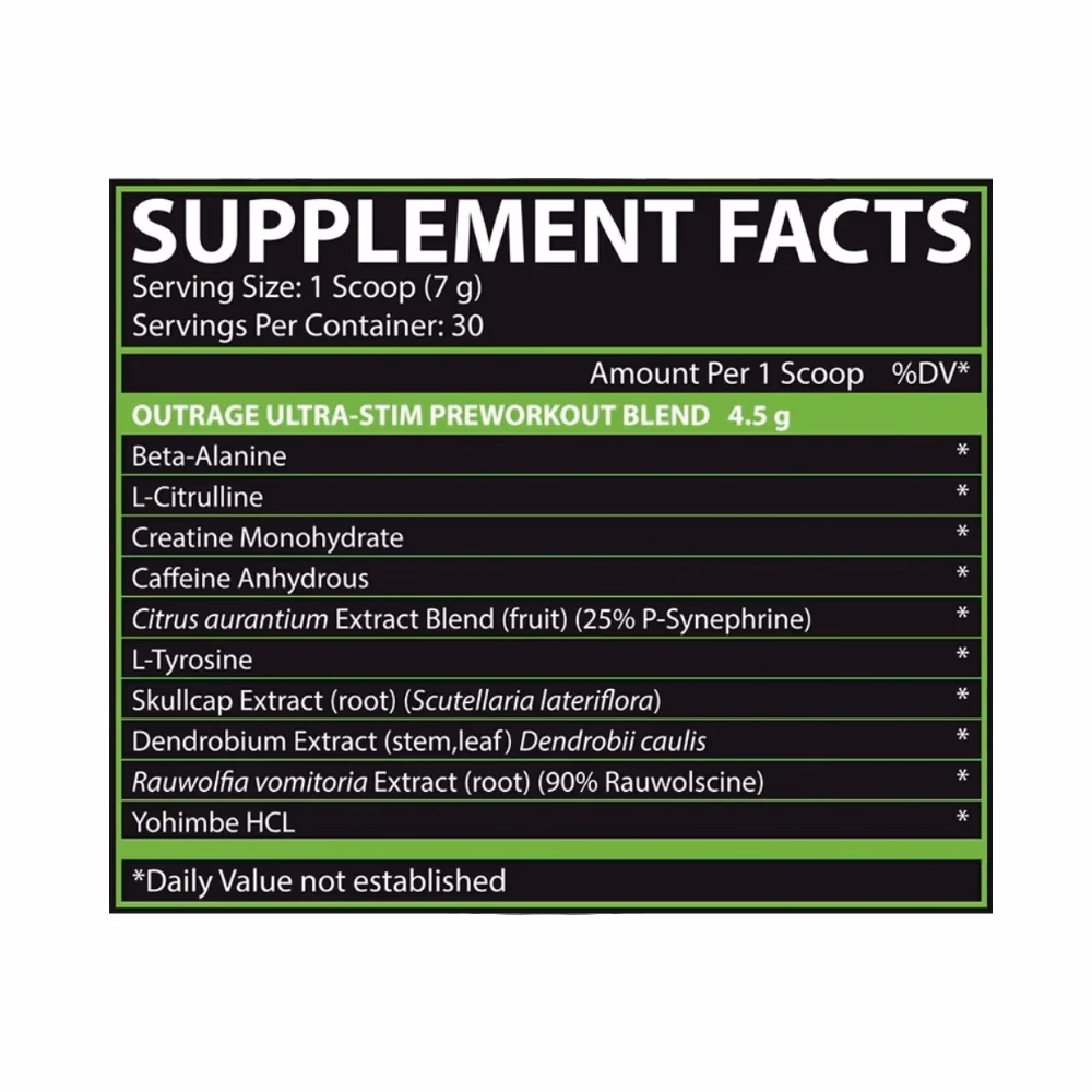 Nutrex Outrage Ultra Stim Pre-Workout Lemon Lime 201g 2