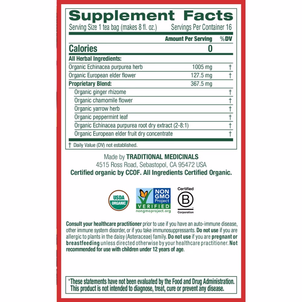 Traditional Organic Echinacea Plus Tea Bags - 16s 2