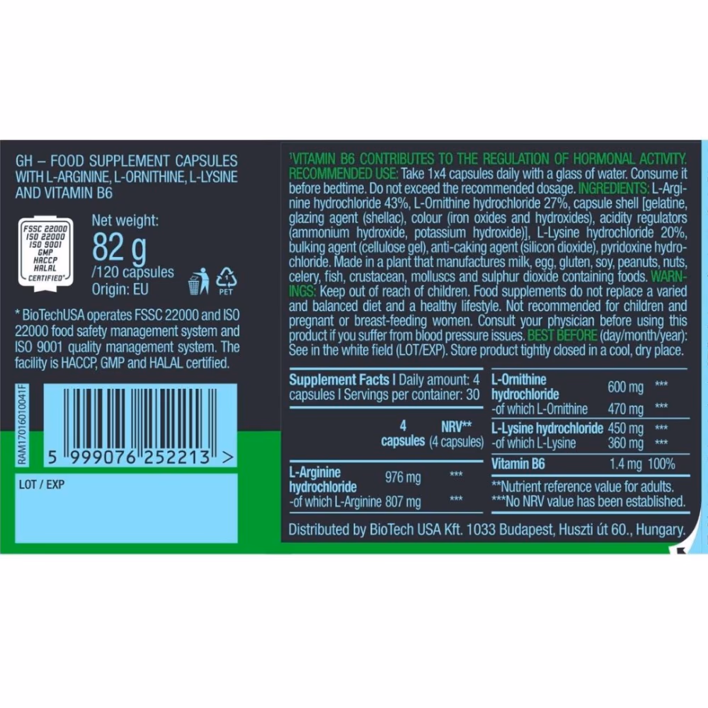 BioTechUSA GH Hormone Regulator 120 Capsules 2